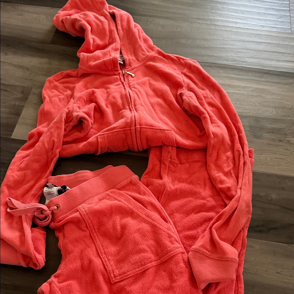 Juicy Couture Pink Terry Cloth hoodie and pants